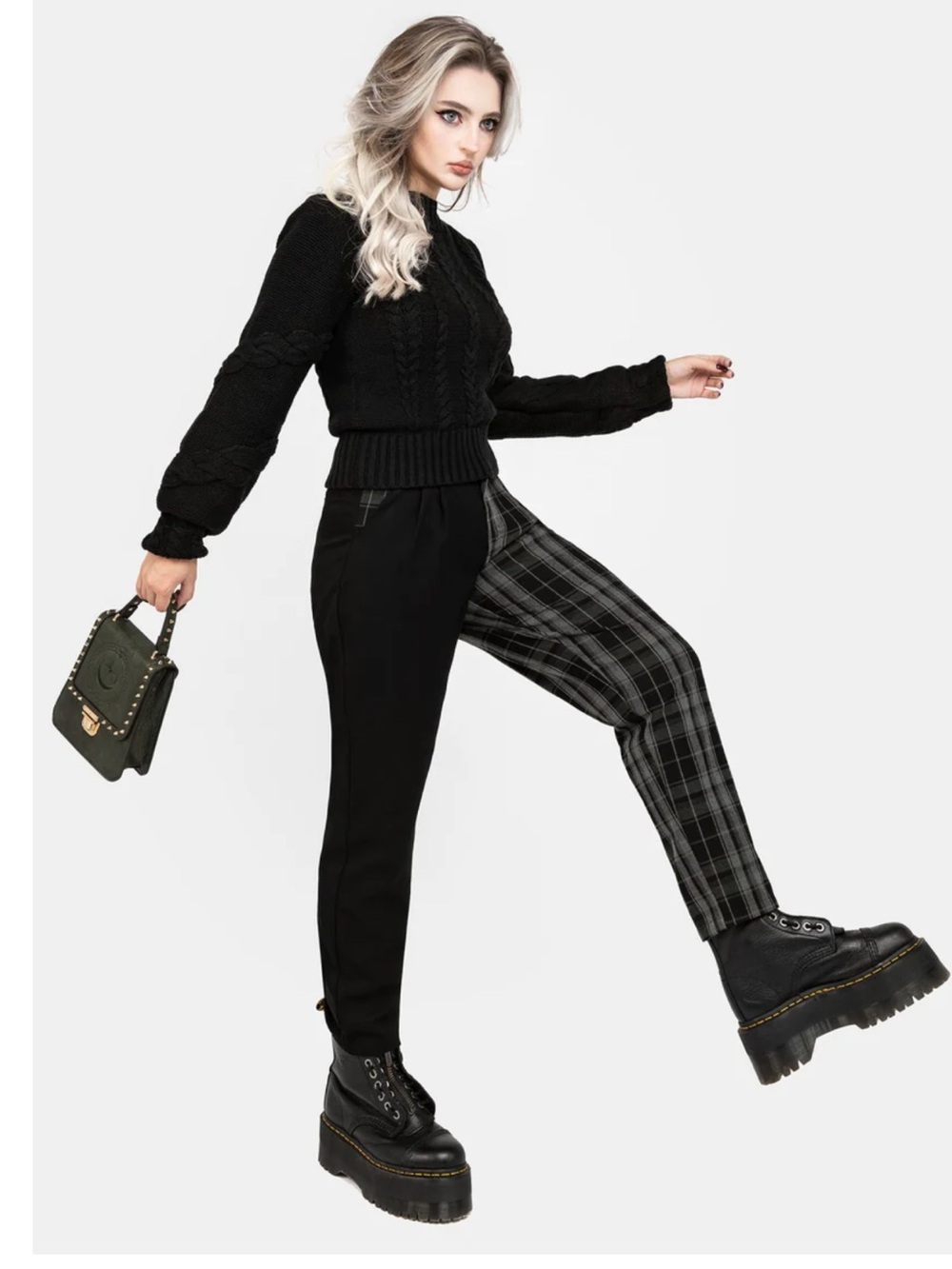 NWT Disturbia Checkmate High Waist Tapered Trousers SIZE 6